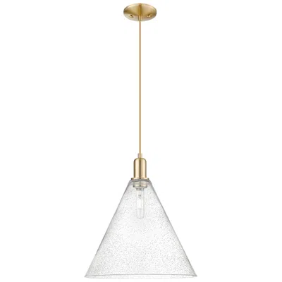Innovations Lighting Arcadia Berkshire Glass 16"w Bronze Cord Mini Pendant W/ Seedy Shade