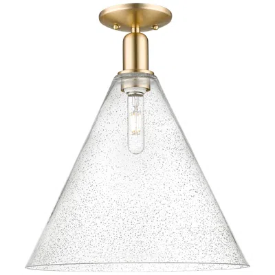 Innovations Lighting Arcadia Berkshire Glass 16"w Bronze Semi.flush Mount W/ Seedy Shade