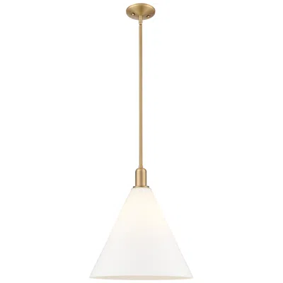 Innovations Lighting Arcadia Berkshire Glass 16"w Brushed Brass Stem Pendant W/ White Shade
