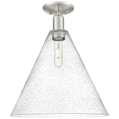Innovations Lighting Arcadia Berkshire Glass 16"w Brushed Nickel Semi-flush W/ Seedy Shade