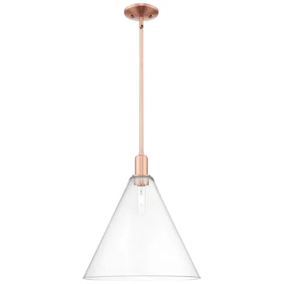 Innovations Lighting Arcadia Berkshire Glass 16"w Copper Stem Mini Pendant W/ Clear Shade In Gold