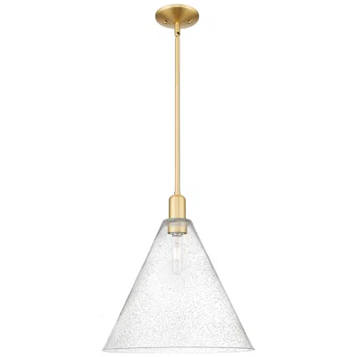 Innovations Lighting Arcadia Berkshire Glass 16"w Gold Stem Mini Pendant W/ Seedy Shade