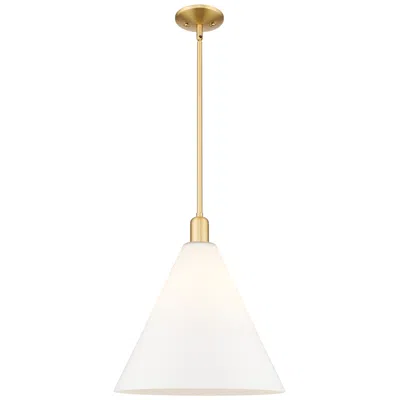Innovations Lighting Arcadia Berkshire Glass 16"w Gold Stem Pendant W/ Matte White Shade