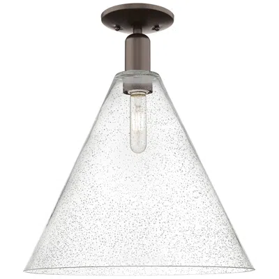 Innovations Lighting Arcadia Berkshire Glass 16"w Oiled Bronze Semi-flush W/ Seedy Shade
