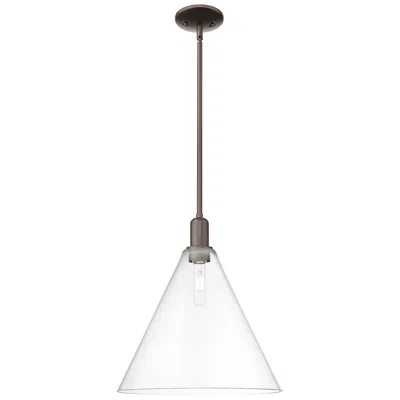Innovations Lighting Arcadia Berkshire Glass 16"w Oiled Bronze Stem Pendant W/ Clear Shade In Metallic