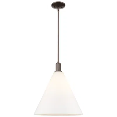 Innovations Lighting Arcadia Berkshire Glass 16"w Oiled Bronze Stem Pendant W/ White Shade