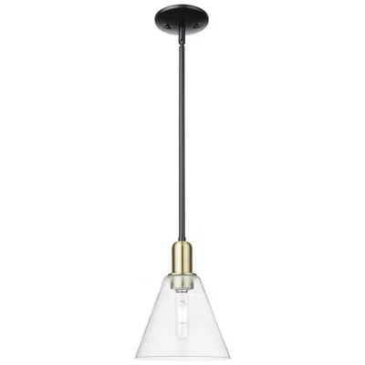 Innovations Lighting Arcadia Berkshire Glass 8"w Black Brass Stem Pendant W/ Clear Shade