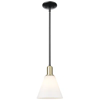 Innovations Lighting Arcadia Berkshire Glass 8"w Black Brass Stem Pendant W/ White Shade