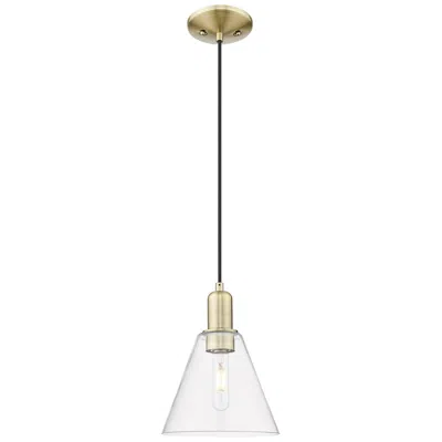 Innovations Lighting Arcadia Berkshire Glass 8"w Brass Cord Mini Pendant W/ Clear Shade