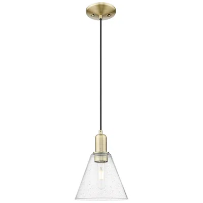 Innovations Lighting Arcadia Berkshire Glass 8"w Brass Cord Mini Pendant W/ Seedy Shade