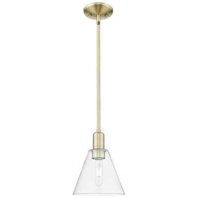 Innovations Lighting Arcadia Berkshire Glass 8"w Brass Stem Mini Pendant W/ Clear Shade