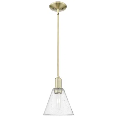 Innovations Lighting Arcadia Berkshire Glass 8"w Brass Stem Mini Pendant W/ Seedy Shade