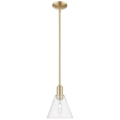 Innovations Lighting Arcadia Berkshire Glass 8"w Bronze Stem Mini Pendant W/ Clear Shade In Gold