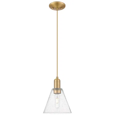 Innovations Lighting Arcadia Berkshire Glass 8"w Brushed Brass Cord Pendant W/ Seedy Shade