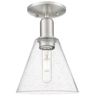 Innovations Lighting Arcadia Berkshire Glass 8"w Brushed Nickel Semi-flush W/ Seedy Shade