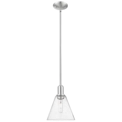 Innovations Lighting Arcadia Berkshire Glass 8"w Brushed Nickel Stem Pendant W/ Seedy Shade