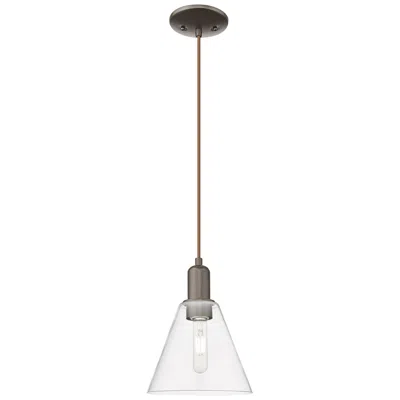 Innovations Lighting Arcadia Berkshire Glass 8"w Oiled Bronze Cord Pendant W/ Clear Shade In Silver