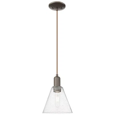 Innovations Lighting Arcadia Berkshire Glass 8"w Oiled Bronze Cord Pendant W/ Seedy Shade In Gray