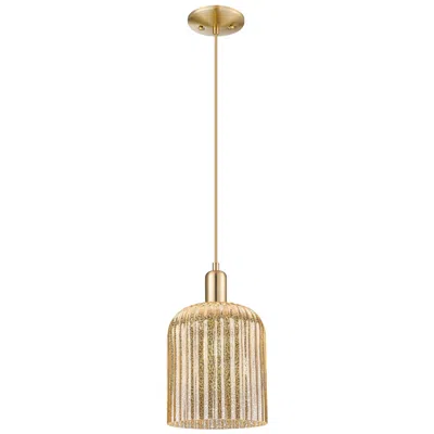 Innovations Lighting Arcadia Bridal Veil 8"w Bronze Cord Mini Pendant W/ Mercury Shade