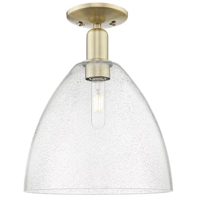 Innovations Lighting Arcadia Bristol 12"w Antique Brass Semi.flush Mount With Seedy Shade