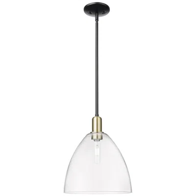Innovations Lighting Arcadia Bristol 12"w Black Brass Stem Hung Mini Pendant W/ Clear Shade