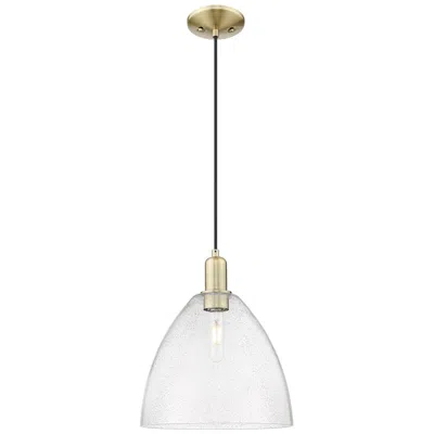 Innovations Lighting Arcadia Bristol 12"w Brass Cord Hung Mini Pendant With Seedy Shade