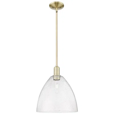 Innovations Lighting Arcadia Bristol 12"w Brass Stem Hung Mini Pendant With Seedy Shade