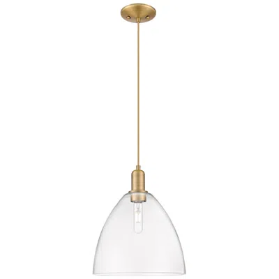 Innovations Lighting Arcadia Bristol 12"w Brushed Brass Cord Mini Pendant W/ Clear Shade