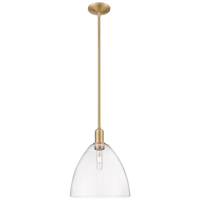 Innovations Lighting Arcadia Bristol 12"w Brushed Brass Stem Mini Pendant W/ Clear Shade In Gold