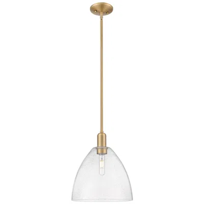 Innovations Lighting Arcadia Bristol 12"w Brushed Brass Stem Mini Pendant W/ Seedy Shade In Multi