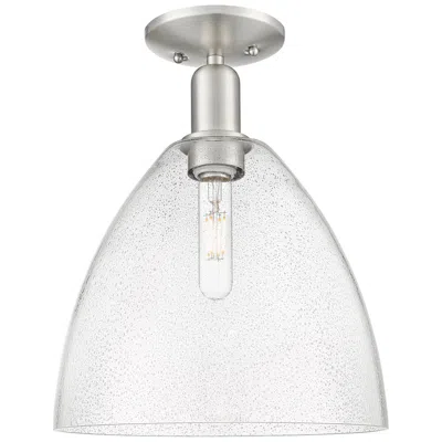 Innovations Lighting Arcadia Bristol 12"w Brushed Nickel Semi.flush Mount With Seedy Shade