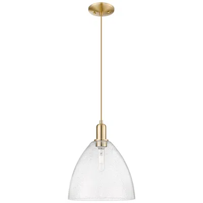 Innovations Lighting Arcadia Bristol 12"w Champagne Bronze Cord Mini Pendant W/ Seedy Shade