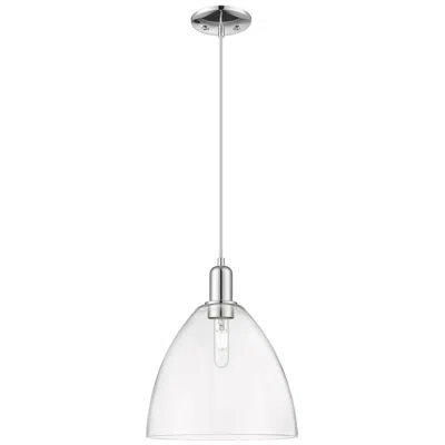 Innovations Lighting Arcadia Bristol 12"w Chrome Cord Hung Mini Pendant W/ Clear Shade