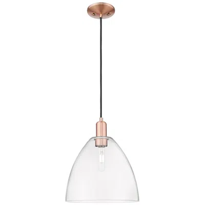 Innovations Lighting Arcadia Bristol 12"w Copper Cord Hung Mini Pendant With Clear Shade