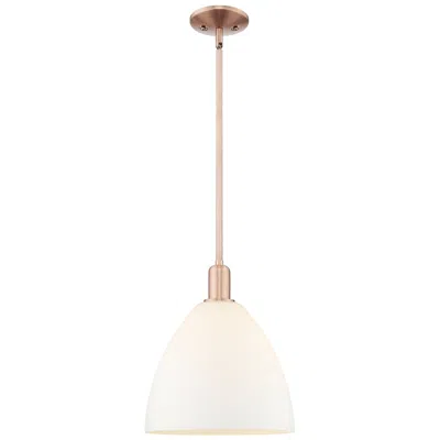 Innovations Lighting Arcadia Bristol 12"w Copper Stem Mini Pendant W/ Matte White Shade