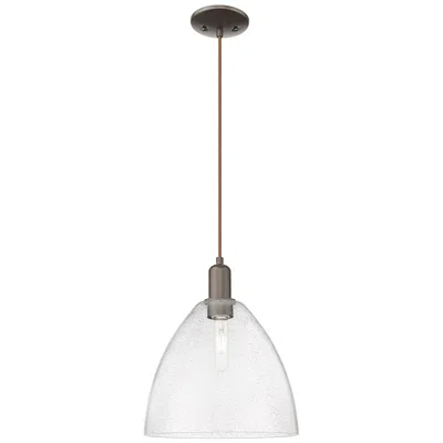 Innovations Lighting Arcadia Bristol 12"w Oiled Bronze Cord Mini Pendant W/ Seedy Shade