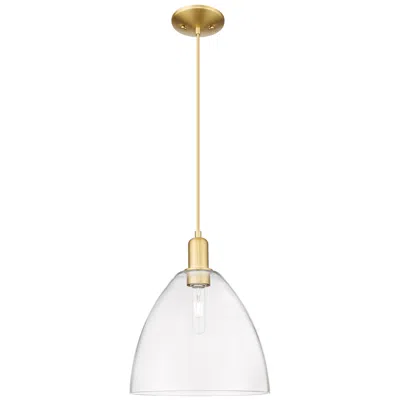 Innovations Lighting Arcadia Bristol 12"w Satin Gold Cord Hung Mini Pendant W/ Clear Shade