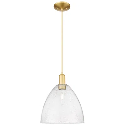 Innovations Lighting Arcadia Bristol 12"w Satin Gold Cord Hung Mini Pendant W/ Seedy Shade