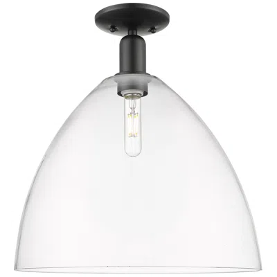 Innovations Lighting Arcadia Bristol 16" Wide Matte Black Semi.flush Mount With Clear Shade