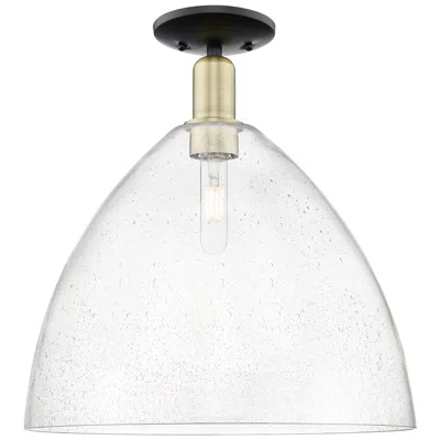 Innovations Lighting Arcadia Bristol 16"w Black And Brass Semi.flush Mount With Seedy Shade