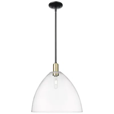 Innovations Lighting Arcadia Bristol 16"w Black Brass Stem Hung Mini Pendant W/ Clear Shade