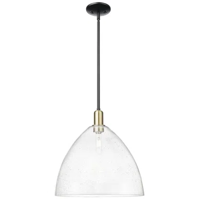 Innovations Lighting Arcadia Bristol 16"w Black Brass Stem Hung Mini Pendant W/ Seedy Shade