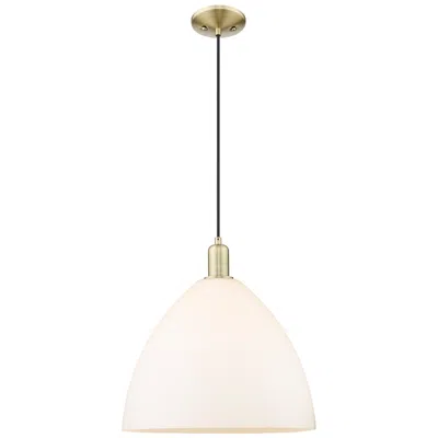 Innovations Lighting Arcadia Bristol 16"w Brass Cord Hung Mini Pendant W/ Matte White Shade