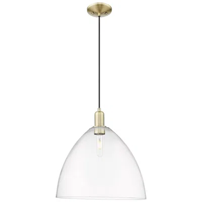 Innovations Lighting Arcadia Bristol 16"w Brass Cord Hung Mini Pendant With Clear Shade