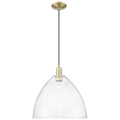 Innovations Lighting Arcadia Bristol 16"w Brass Cord Hung Mini Pendant With Seedy Shade
