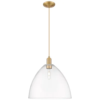 Innovations Lighting Arcadia Bristol 16"w Brushed Brass Cord Mini Pendant W/ Clear Shade