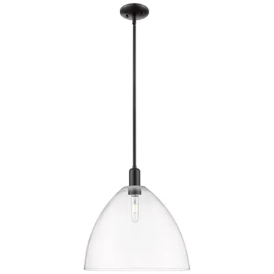 Innovations Lighting Arcadia Bristol 16"w Matte Black Stem Hung Mini Pendant W/ Clear Shade