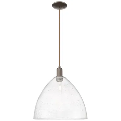 Innovations Lighting Arcadia Bristol 16"w Oiled Bronze Cord Mini Pendant W/ Seedy Shade