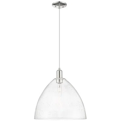 Innovations Lighting Arcadia Bristol 16"w Polished Nickel Cord Mini Pendant W/ Seedy Shade