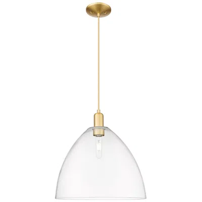 Innovations Lighting Arcadia Bristol 16"w Satin Gold Cord Hung Mini Pendant W/ Clear Shade